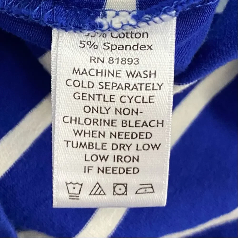 Isaac Mizrahi Live Size L Ink Blue Stripe Short Sleeve Fit & Flare Knit Dress - Picture 10 of 10